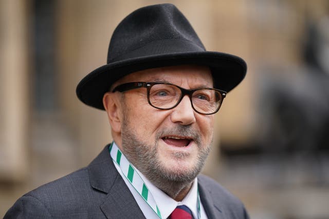 George Galloway, speaks to the media outside the Houses of Parliament in Westminster, London after being elected MP for Rochdale (Yui Mok/PA)