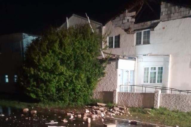 A lightning strike damaged the roof at a residential care home in Elmer, West Sussex Fire and Rescue said (West Sussex Fire and Rescue/PA)