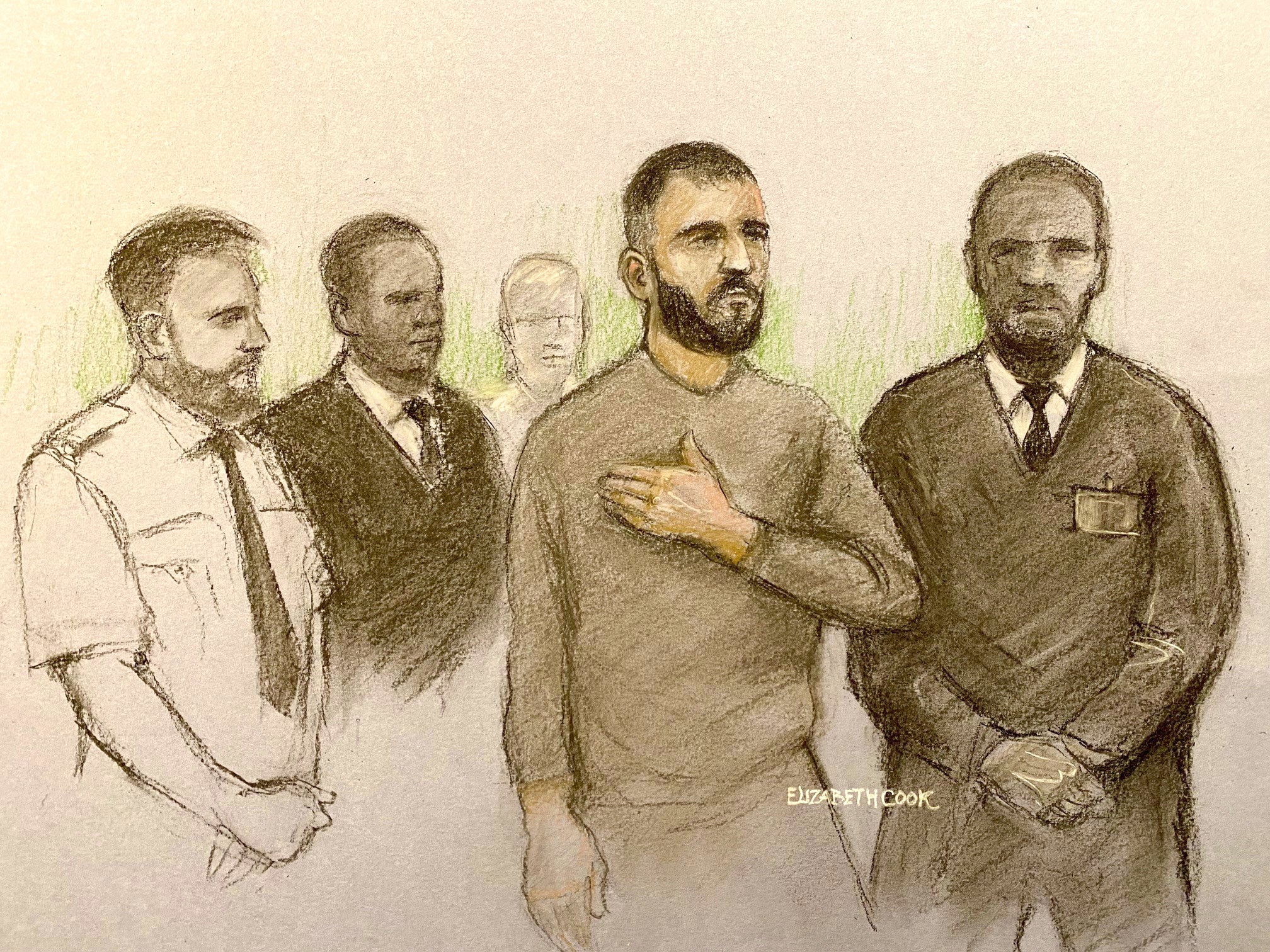 Marcus Aurelio Arduini Monzo appearing at Westminster Magistrates' Court in London on Thursday charged with the murder of 14-year-old Daniel Anjorin