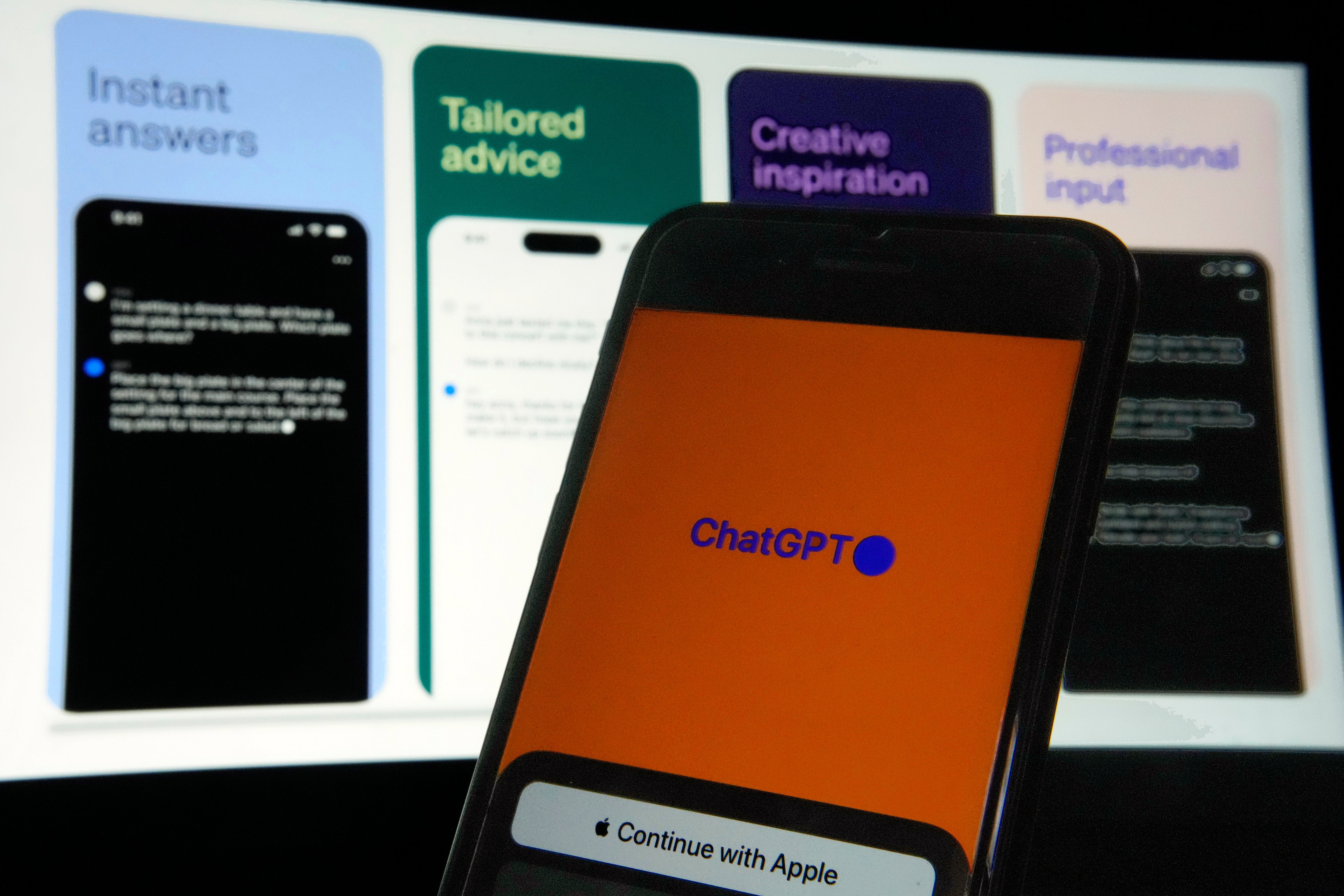 OpenAI’s ChatGPT app is displayed on an iPhone in New York, 18 May, 2023