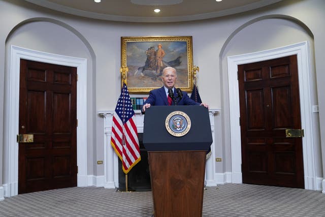 <p>U.S. President Joe Biden speaks about the ongoing student protests at U.S. universities, amid the ongoing conflict between Israel and Hamas, during brief remarks in the Roosevelt Room at the White House in Washington, U.S., May 2, 2024. REUTERS/Nathan Howard</p>
