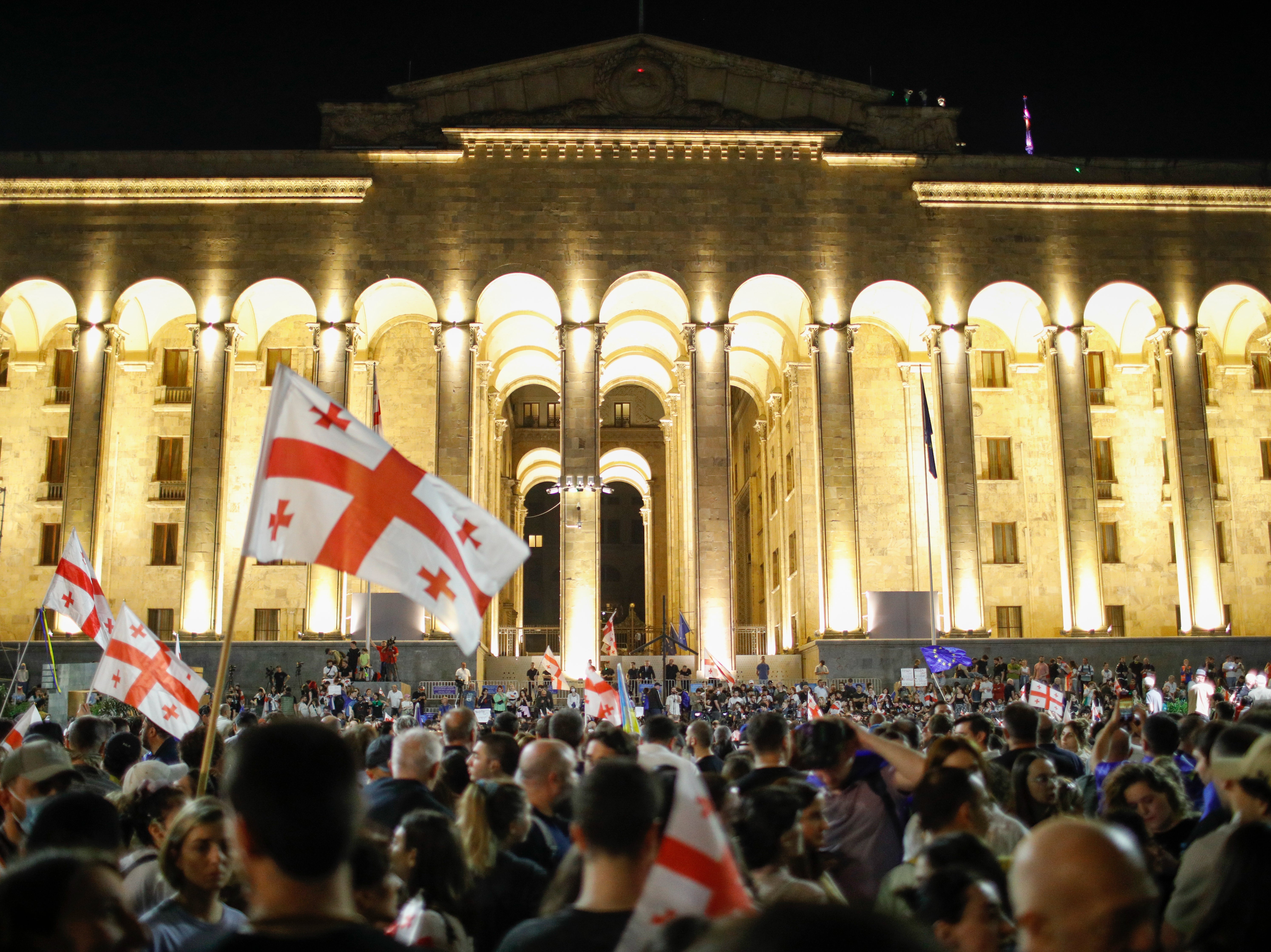 Demonstrations in Tbilisi on Thursday outside the parliament