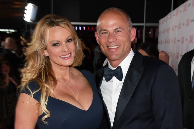 <p>Adult film actress/director Stormy Daniels (L) and attorney Michael Avenatti attend the 2019 Adult Video News Awards at The Joint inside the Hard Rock Hotel & Casino on January 26, 2019 </p>