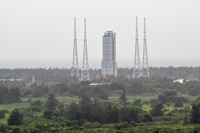 <p>A general view shows the launch platform for the Chang’e-6 mission of the China Lunar Exploration Programme at the Wenchang Space Launch Centre in southern China’s Hainan Province on May 2, 2024</p>