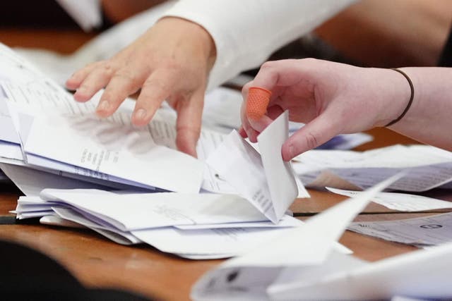 Counting begins for the Blackpool South by-election at Blackpool Sports Centre (Peter Byrne/PA)