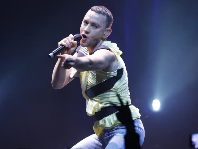 <p>Olly Alexander performs during the Nordic Eurovision Party in Stockholm on 14 April</p>