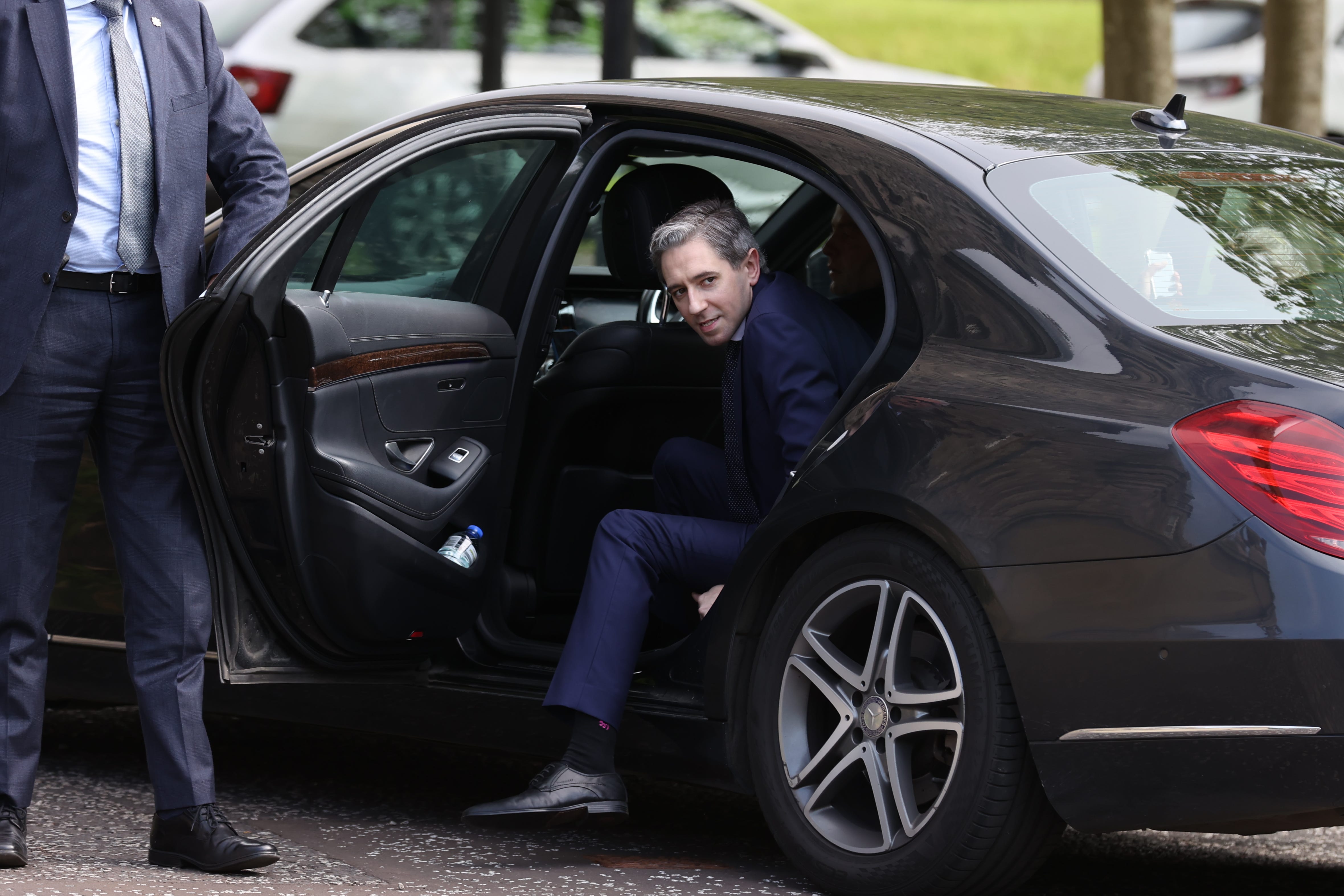 Taoiseach Simon Harris arriving at Stormont Castle (PA)