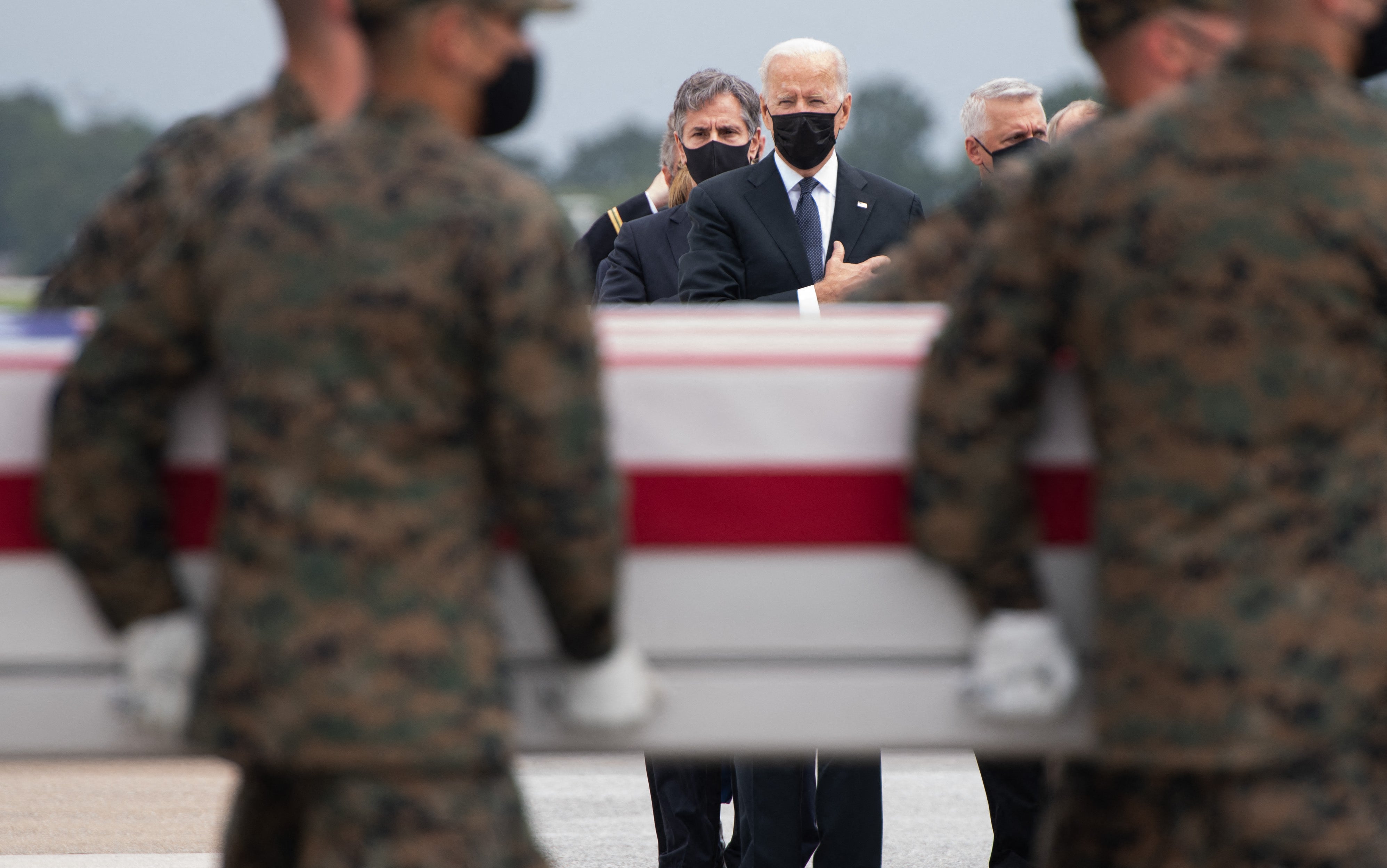 Joe Biden attended the dignified transfer of the remains of fallen service members at Dover Air Force Base in Dover, Delaware, on 29 August 2021