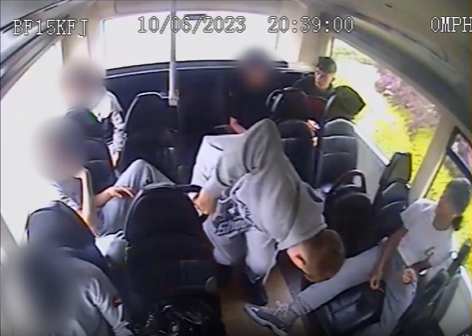Leo Knight was caught on CCTV with a knife down his trousers while bending over on a bus