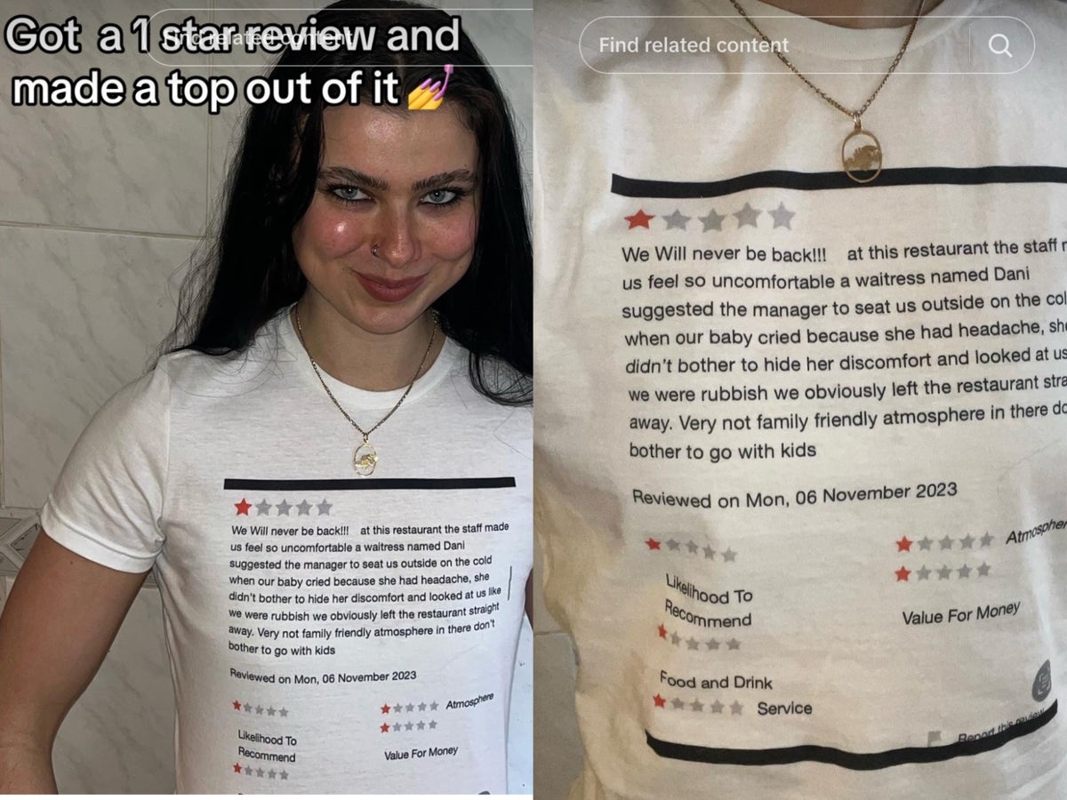 Waitress wears her one-star review as a T-shirt