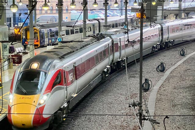 <p>Going places? LNER Azuma express at Newcastle station, with a Northern train in the background</p>