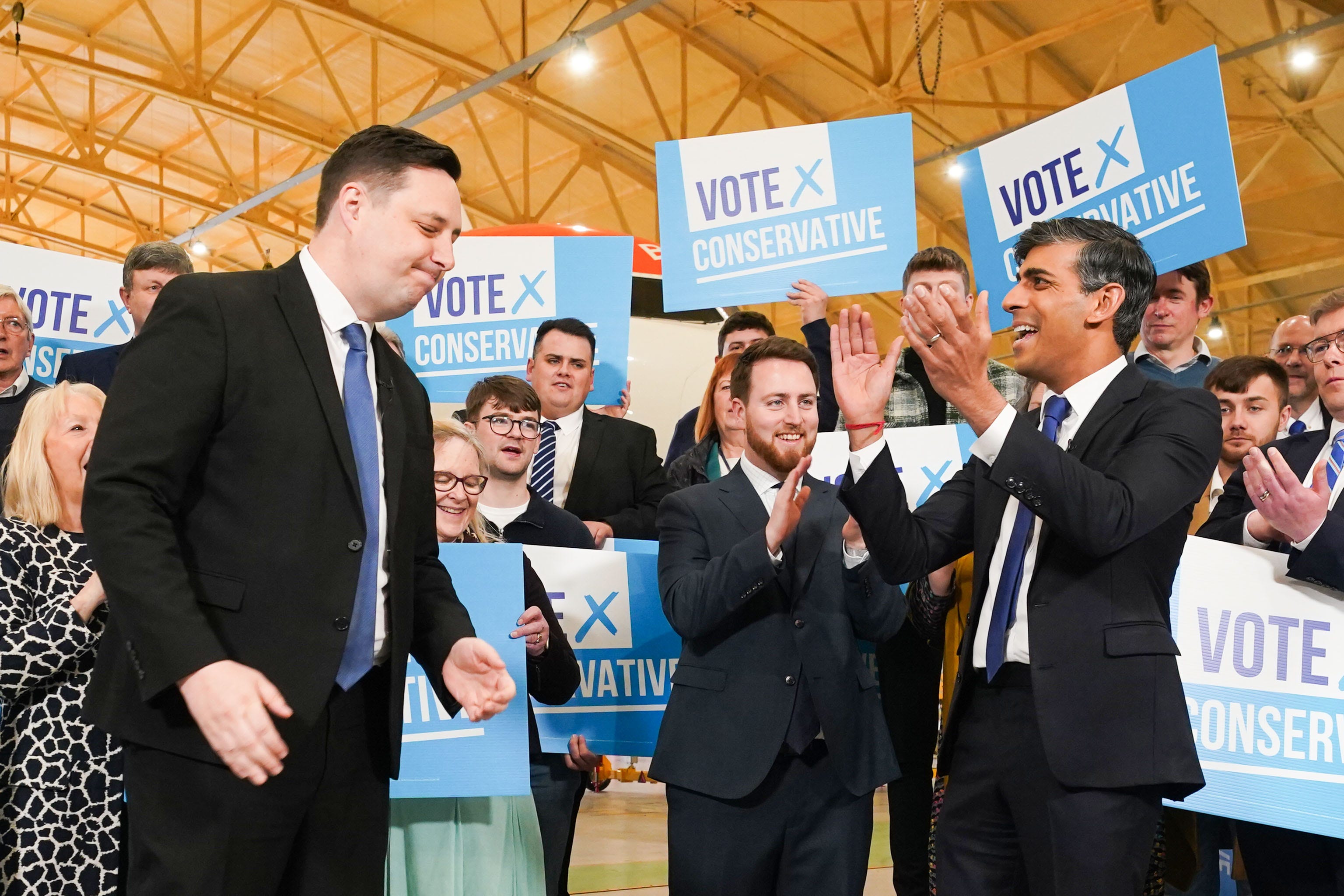 Lord Ben Houchen with Prime Minister Rishi Sunak in Teesside following his re-election as Tees Valley Mayor (Owen Humphreys/PA)