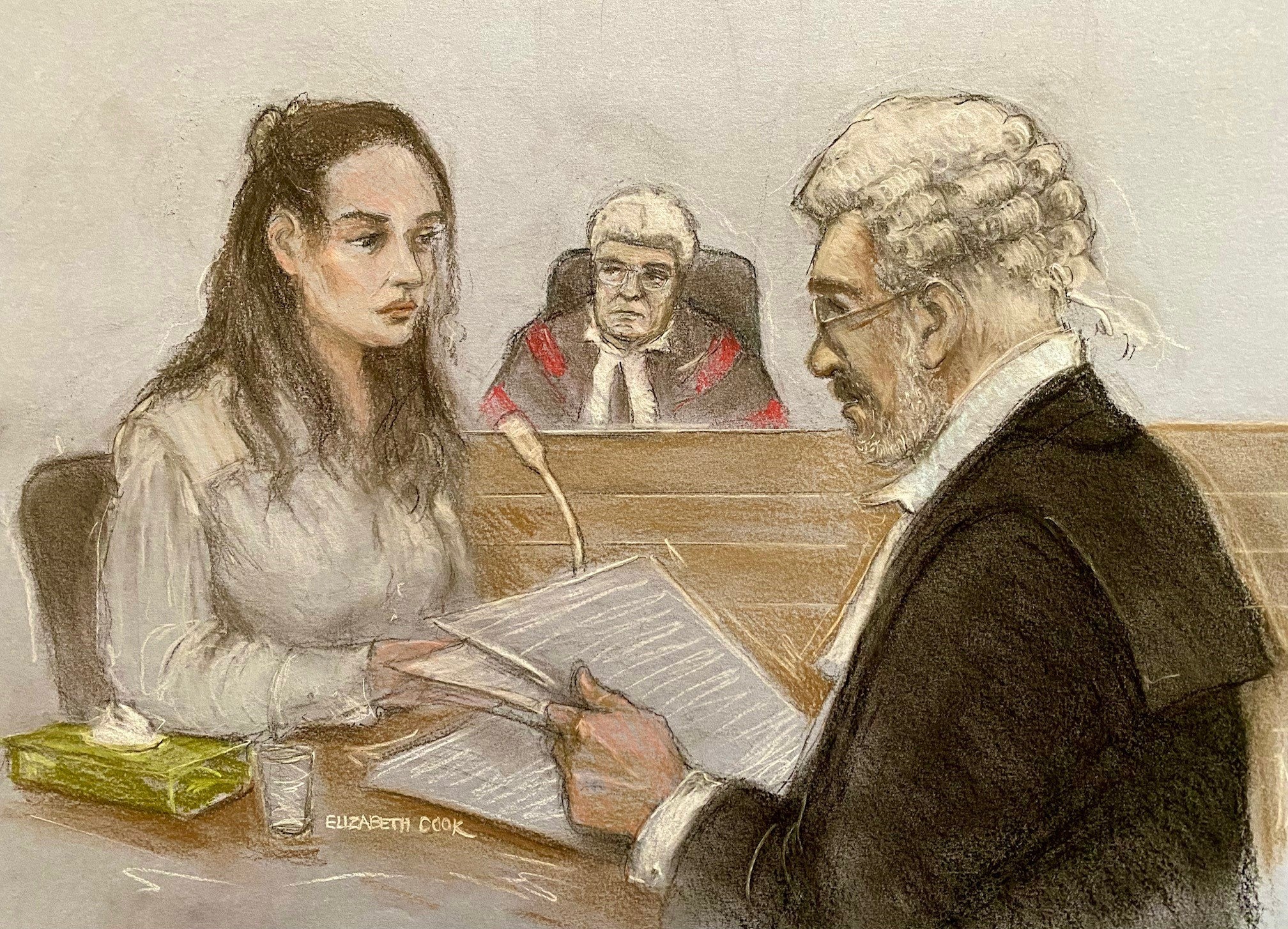 Marten being questioned by her barrister Francis FitzGibbon KC at the Old Bailey
