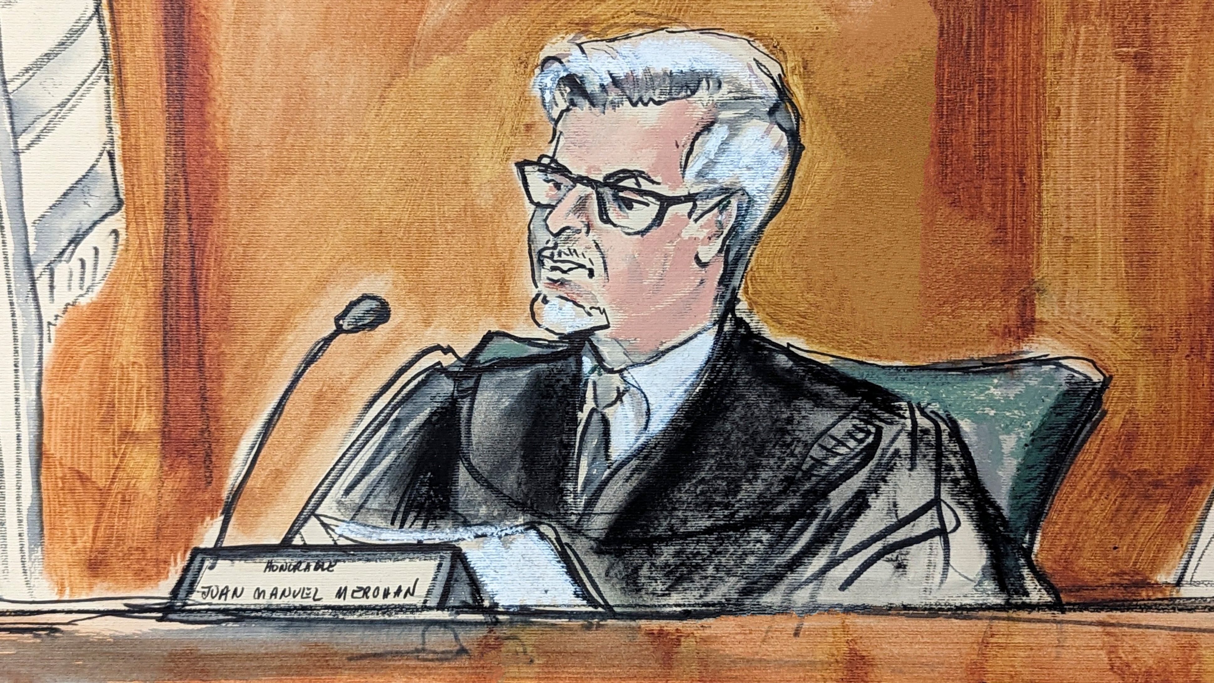 Judge Juan Merchan presiding over Donald Trump's trial at Manhattan Criminal Court on Tuesday 23 April 2024