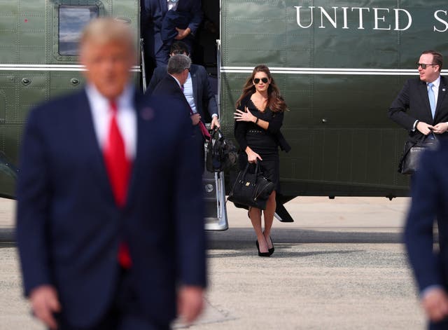 <p>Hope Hicks walks from Marine One to Air Force One in October 2020. She took the stand at Trump’s hush money criminal trial on 3rd May, 2024 </p>