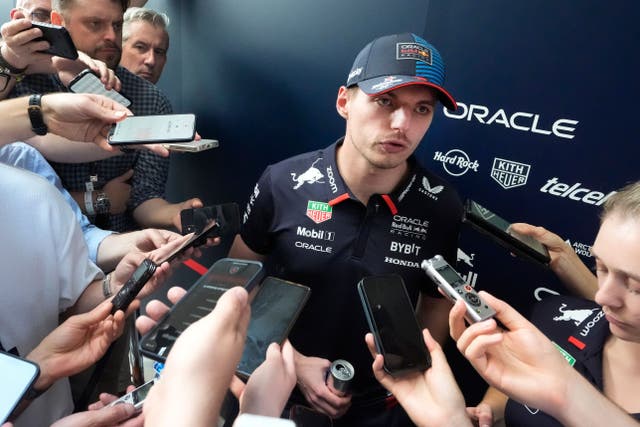 Red Bull driver Max Verstappen speaks to members of the media in Miami (Wilfredo Lee/AP)