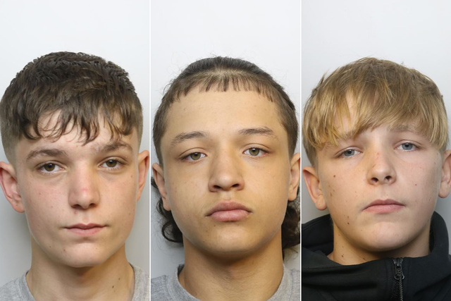<p>Shane Cunningham, Cartel Bushnell and Leo Knight (from left to right) were identified for the first time by a judge at Bristol Crown Court </p>