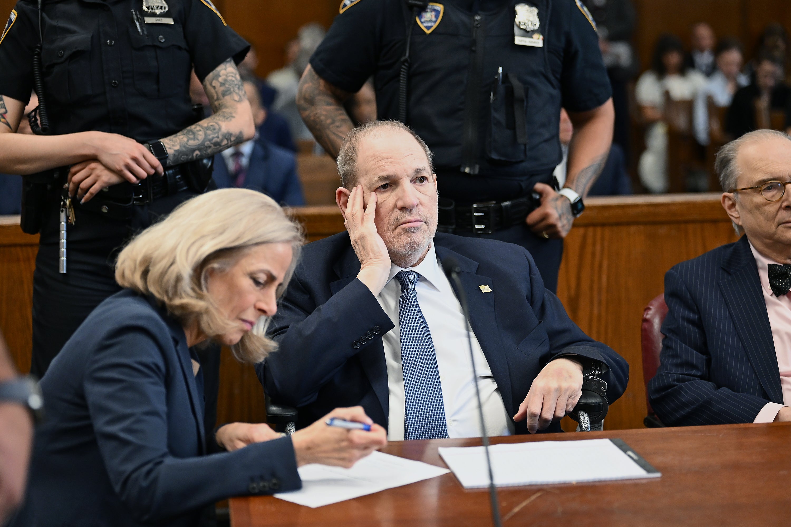 Former film producer Harvey Weinstein at a hearing in Manhattan Criminal Court on 1 May