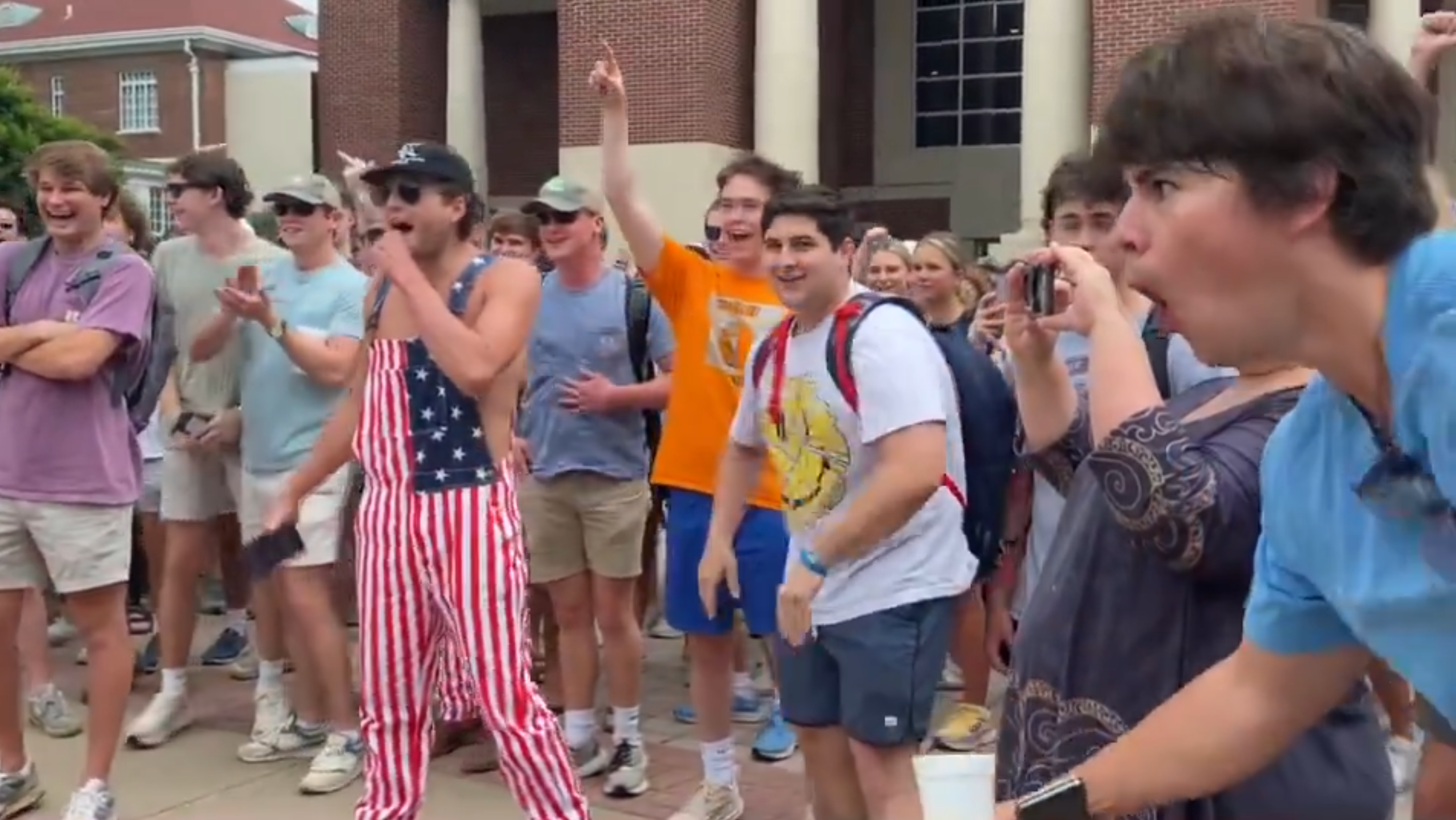 The man was caught on camera making monkey noises towards a Black, female protester at a recent demonstration at the University of Mississippi