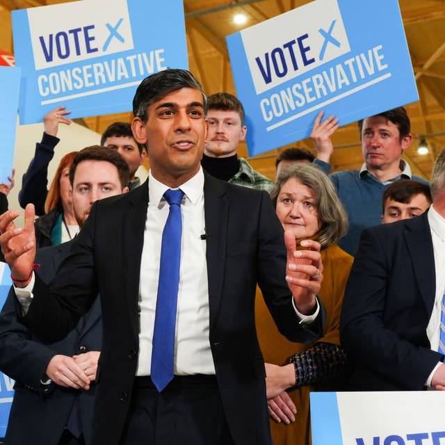 <p>Rishi Sunak in Teesside celebrating with Ben Houchen following his re-election</p>