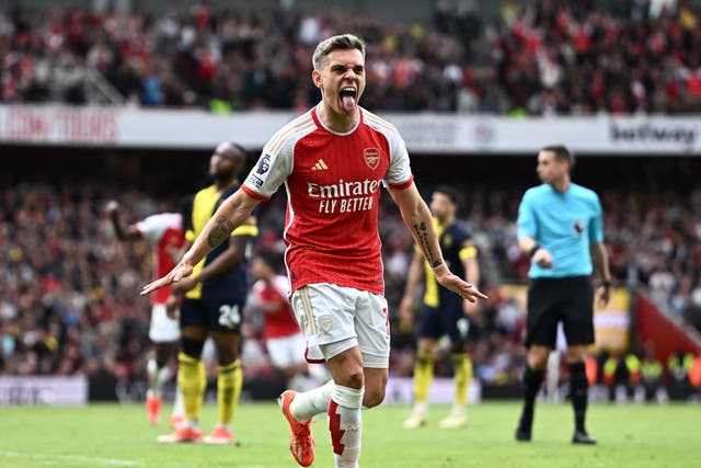 <p>Leandro Trossard scored the Gunners’ second goal of the game</p>