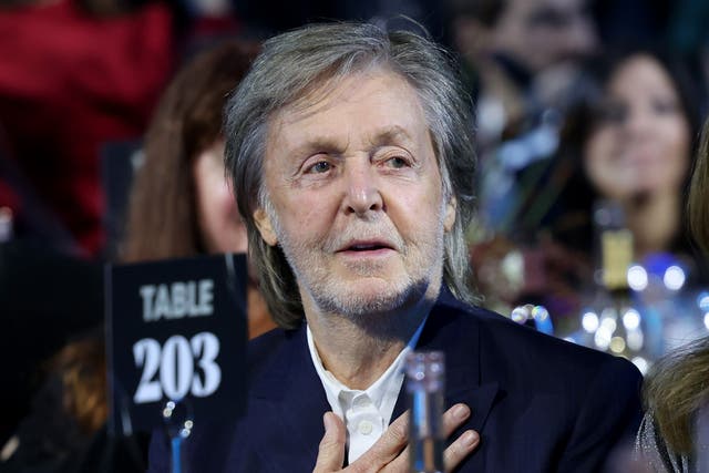 <p>Paul McCartney pictured at the Grammys in February 2024</p>