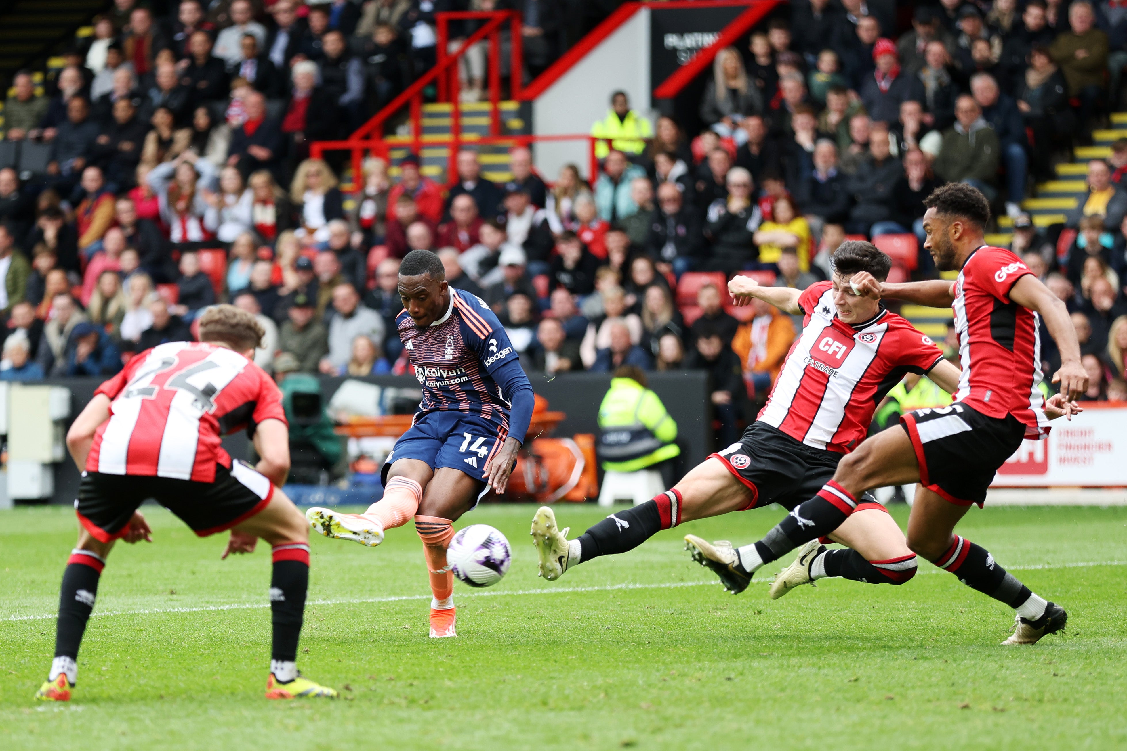 Callum Hudson-Odoi curled in Forest’s third goal