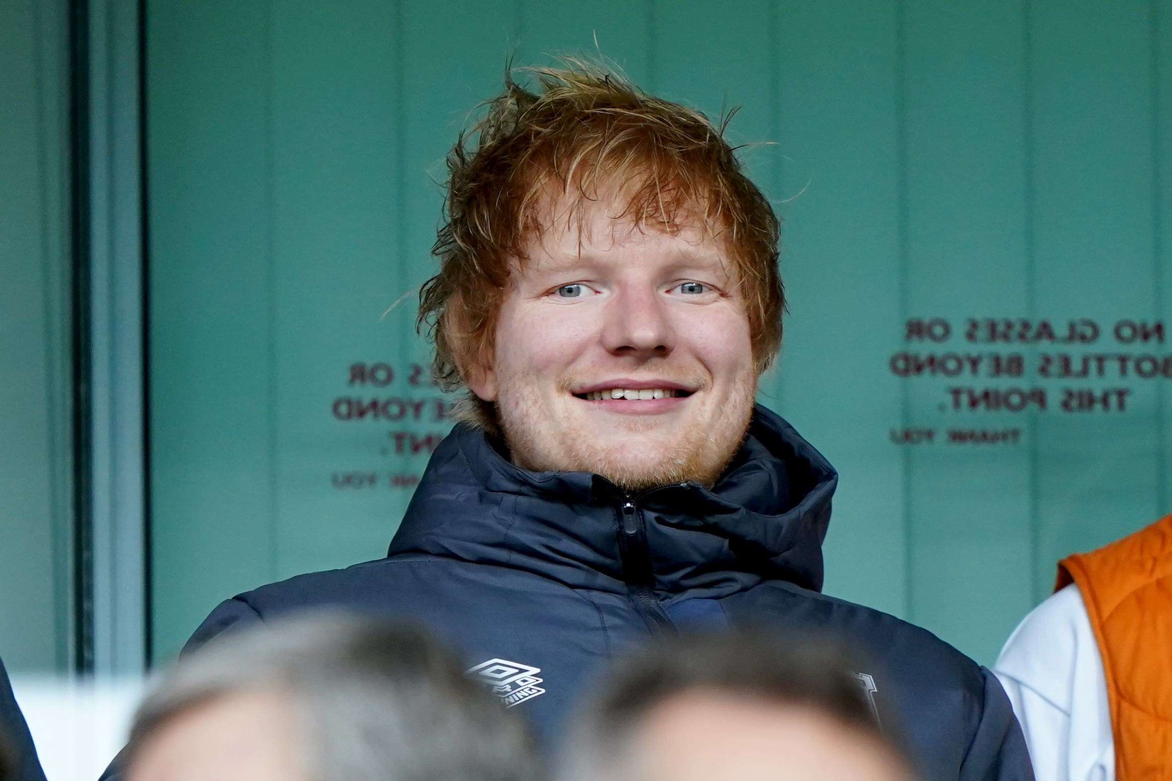 Ipswich Town fan Ed Sheeran in the stands before a match at Portman Road, Ipswich. (Joe Giddens/PA)