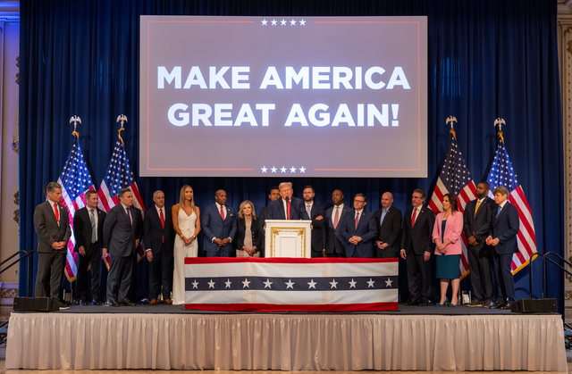 <p>Donald Trump with his potential vice presidential picks at his Mar-a-Lago on Saturday during a fundraiser for the Republican Party. Leaked audio reported by Axios reveals his thoughts on many of the contenders </p>