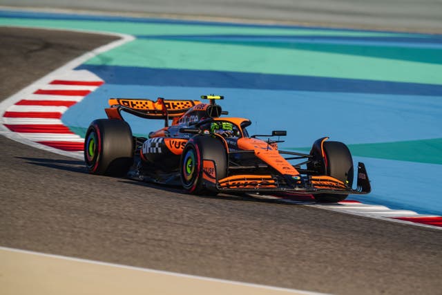 McLaren’s Lando Norris during Practice 3 at the Bahrain International Circuit, Sakhir. Picture date: Friday March 1, 2024.