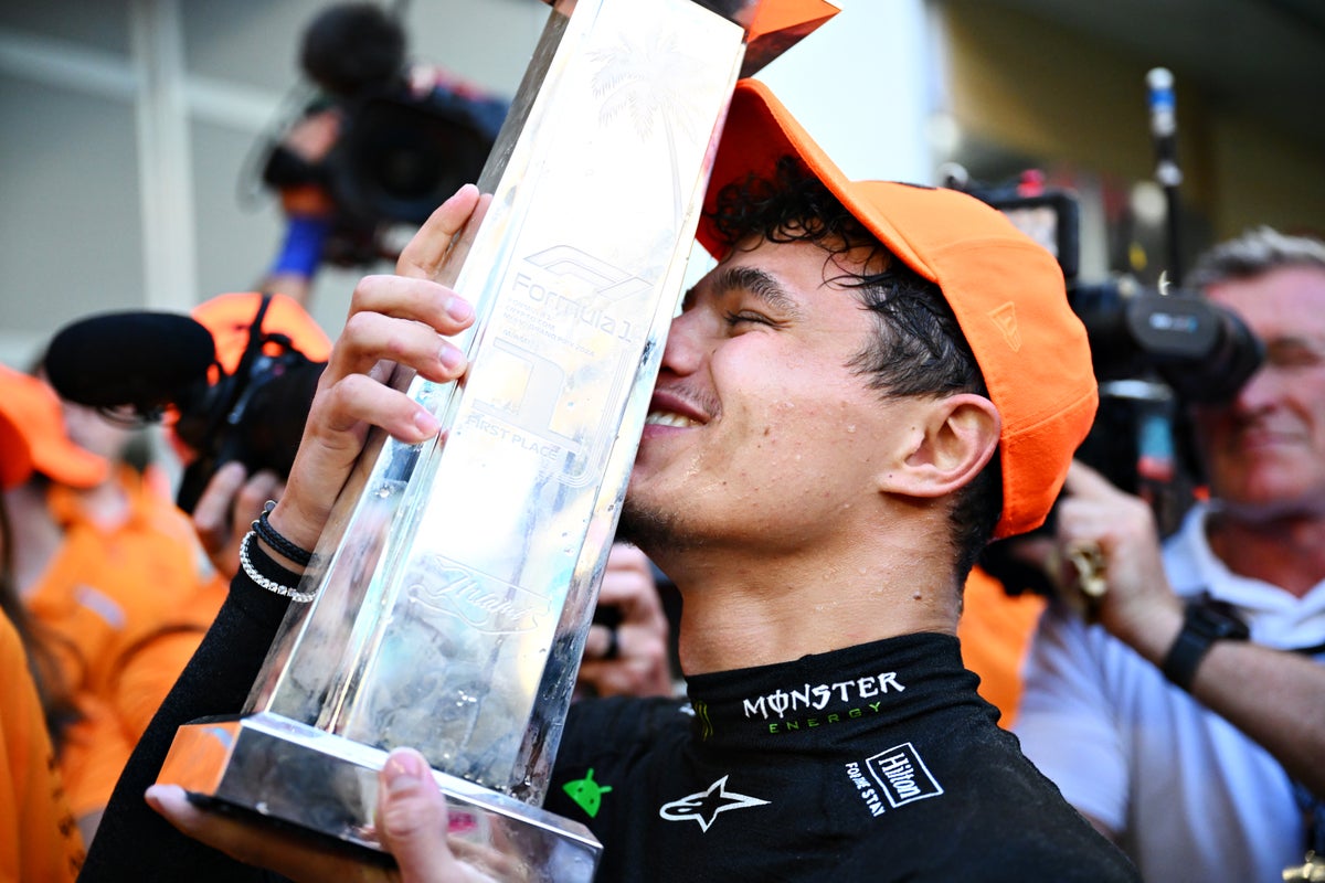 Lando Norris crowd surfs in behind the scenes footage from first F1 win