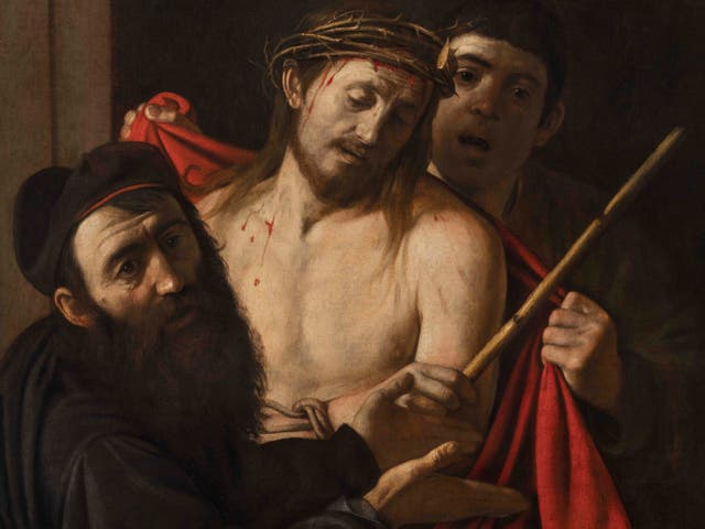 <p>Detail of the painting now believed to be Caravaggio’s ‘Ecce Homo’</p>