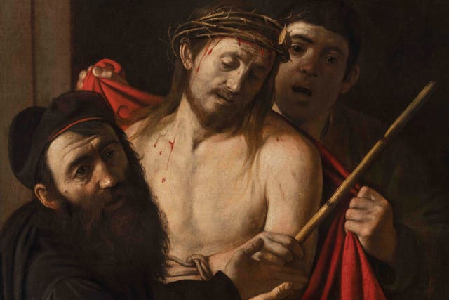 <p>Part of the painting now believed to be Caravaggio’s ‘Ecce Homo’</p>