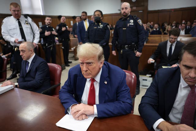 <p>Donald Trump in court on 6 May 2024 </p>