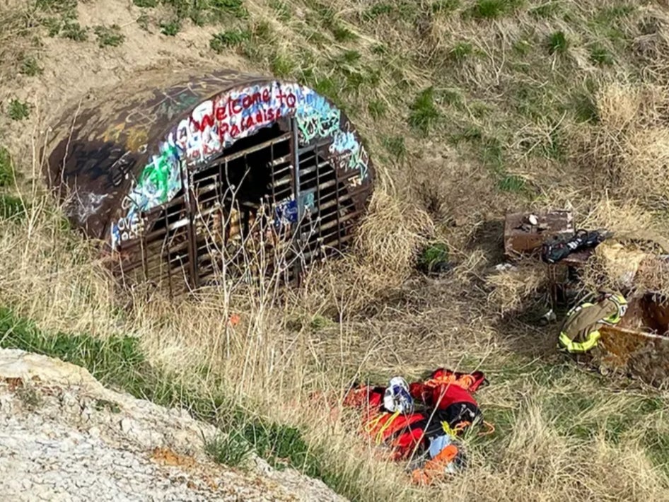 The entrance to an abandoned Titan 1 missile silo near Deer Trail, Colorado, where an 18-year-old fell 30 feet and sustained serious injuries on 5 May, 2024. The teen was rescued by firefighters from nearby communities