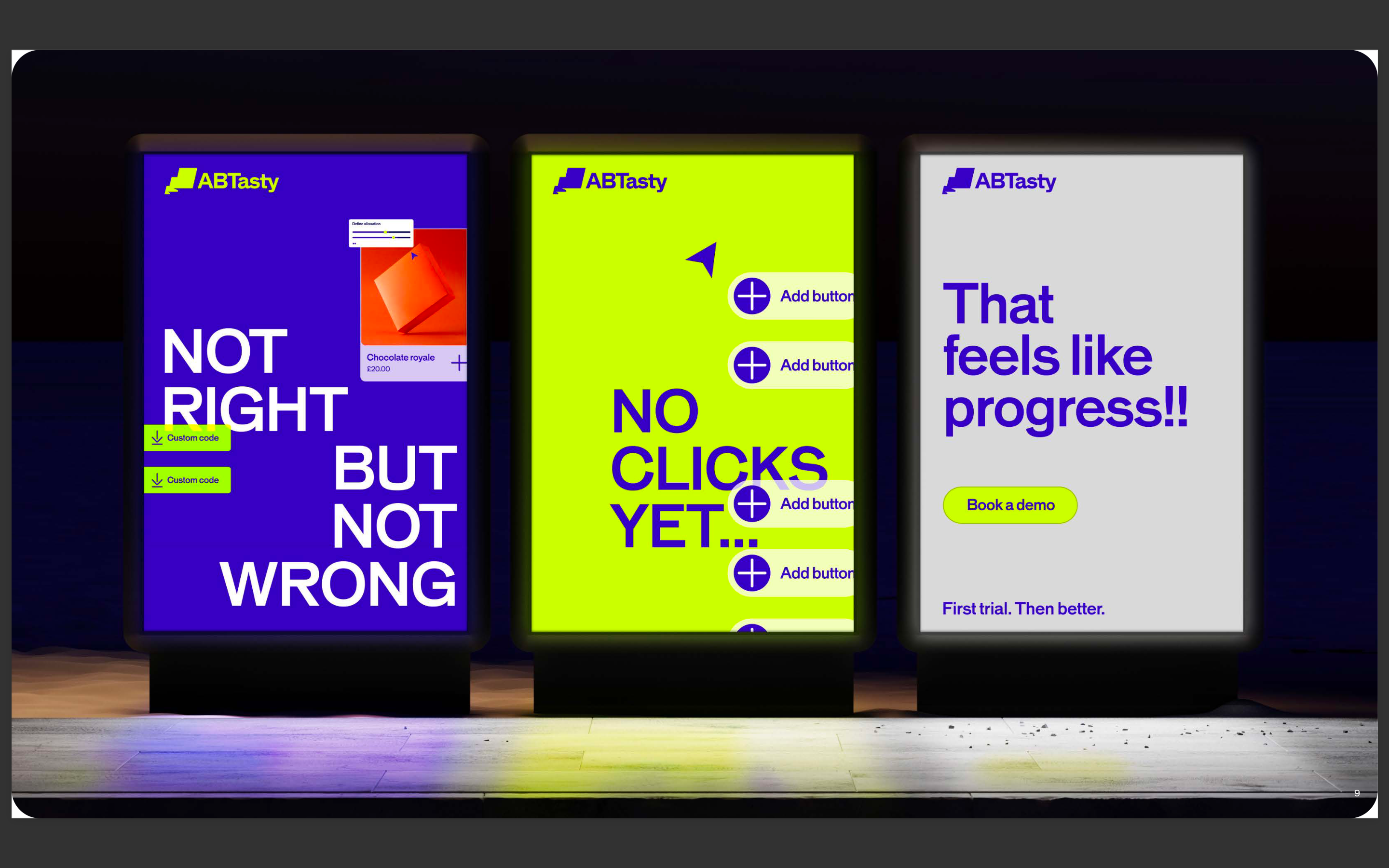 Passing with flying colours: AB Tasty’s new brand identity is rendered in “experimentation blue” and “crash test yellow”