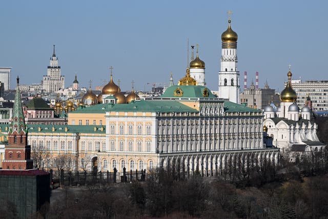 <p>A view shows the Kremlin in Moscow on March 27, 2024.  A US soldier has been detained by authorities  </p>