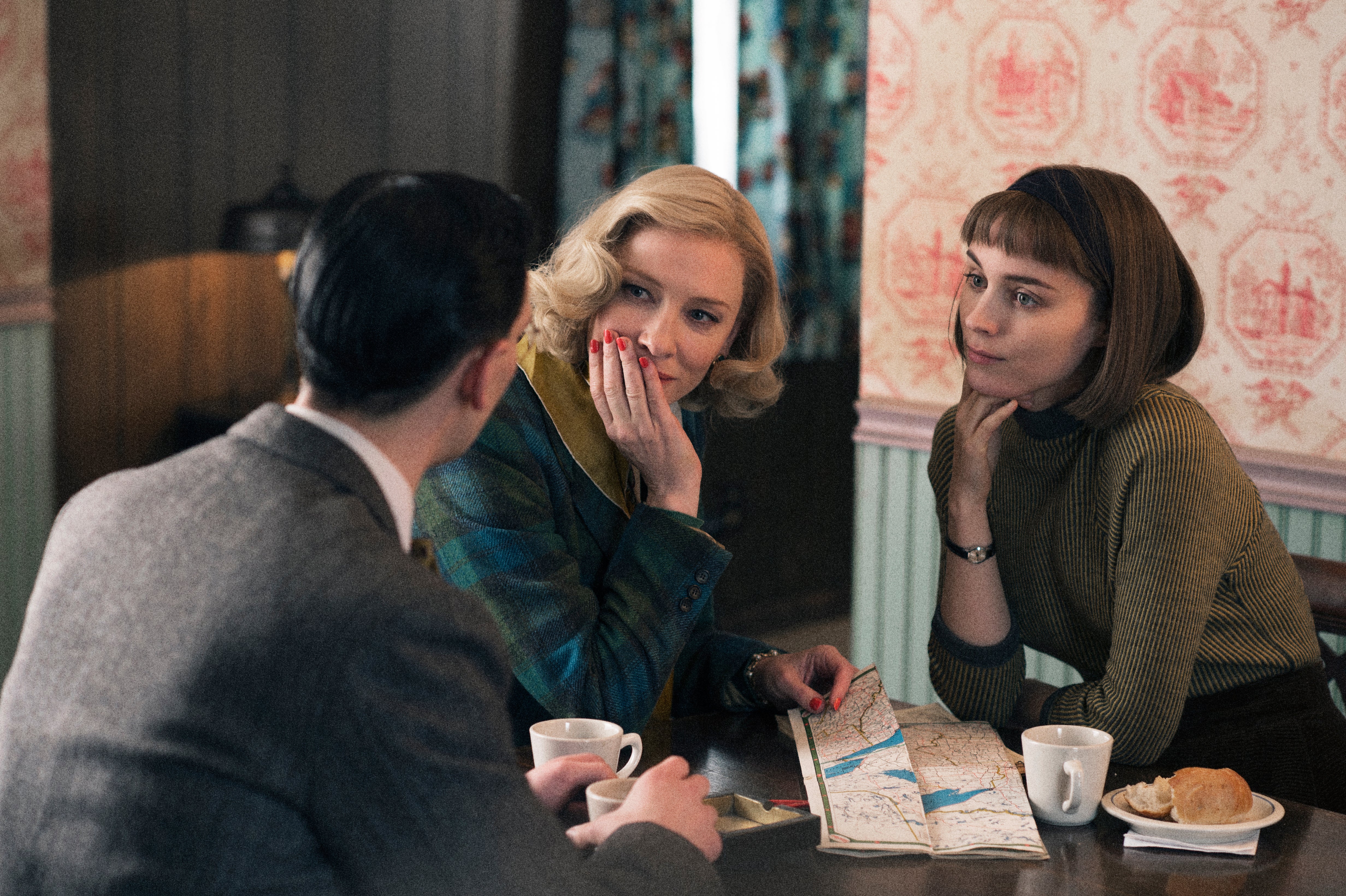 Cate Blanchett as Carol Aird and Rooney Mara as Therese Belivet in ‘Carol’