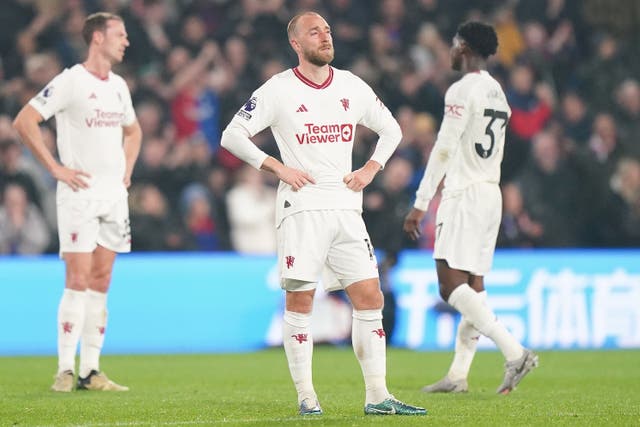 Christian Eriksen and his Manchester United team-mates were embarrassed on Monday (Zac Goodwin/PA)