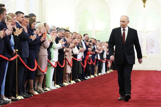 <p>Vladimir Putin being inaugurated for a fifth term as Russian President </p>