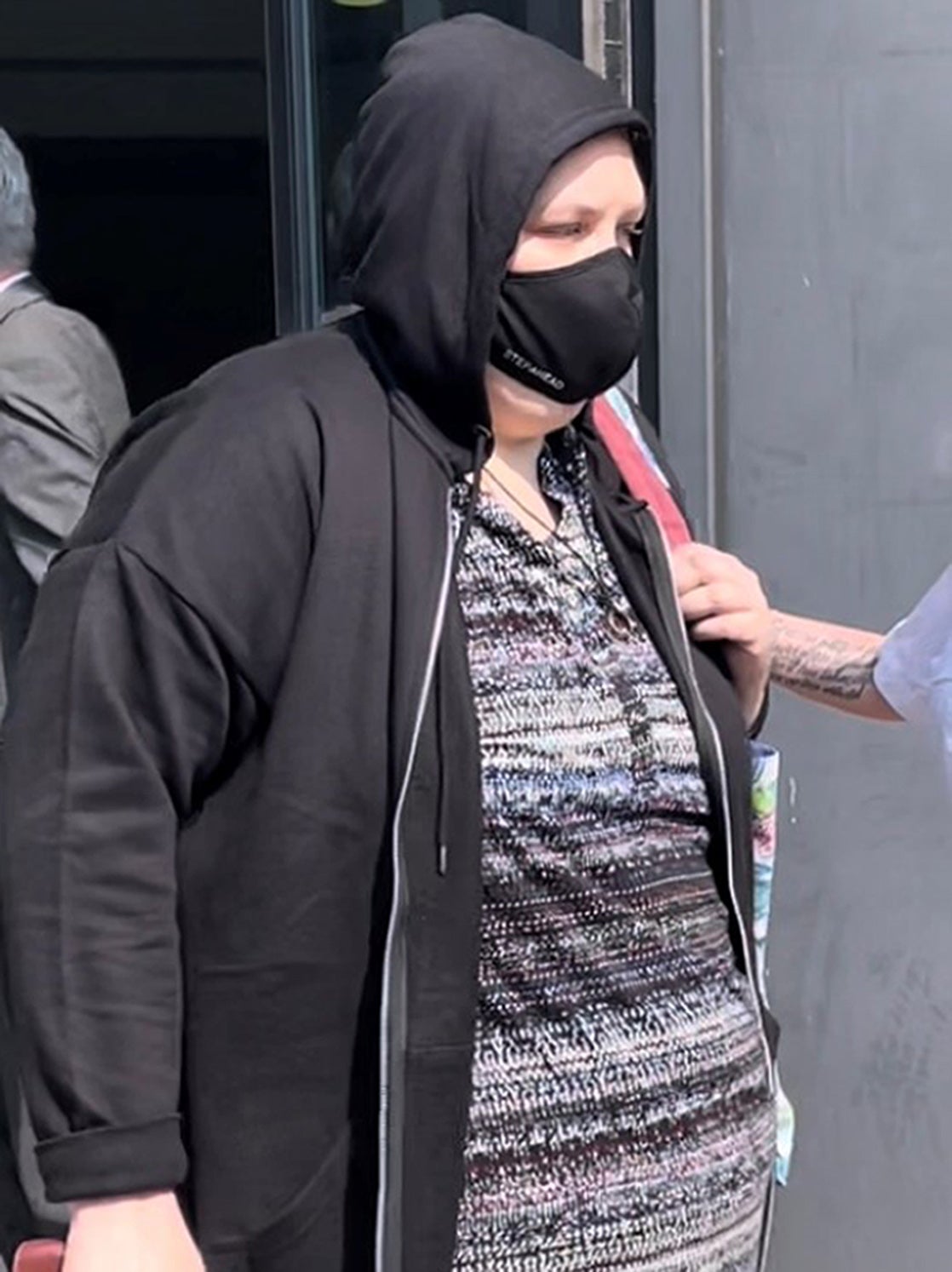 Holly LeGresley, 37, leaving Worcester Magistrates' Court where she admitted uploading 22 images and 132 videos of monkeys being tortured to online chat groups
