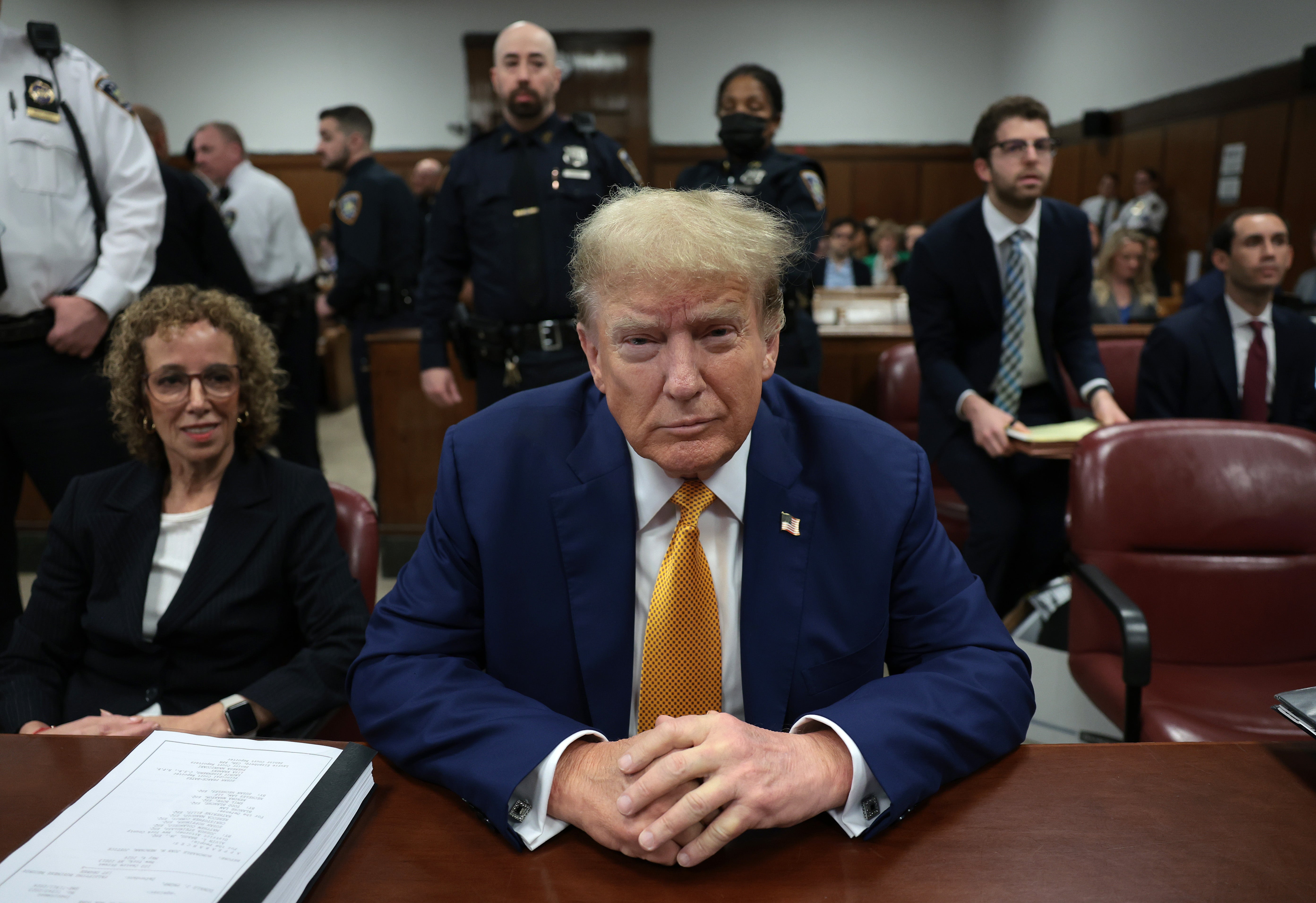 Donald Trump in Manhattan criminal court on 7 May