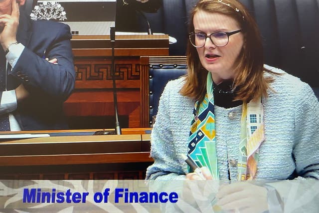 Stormont Finance Minister Caoimhe Archibald answer questions during question time for her department in the Northern Ireland Assembly on Tuesday (NI Assembly/PA)