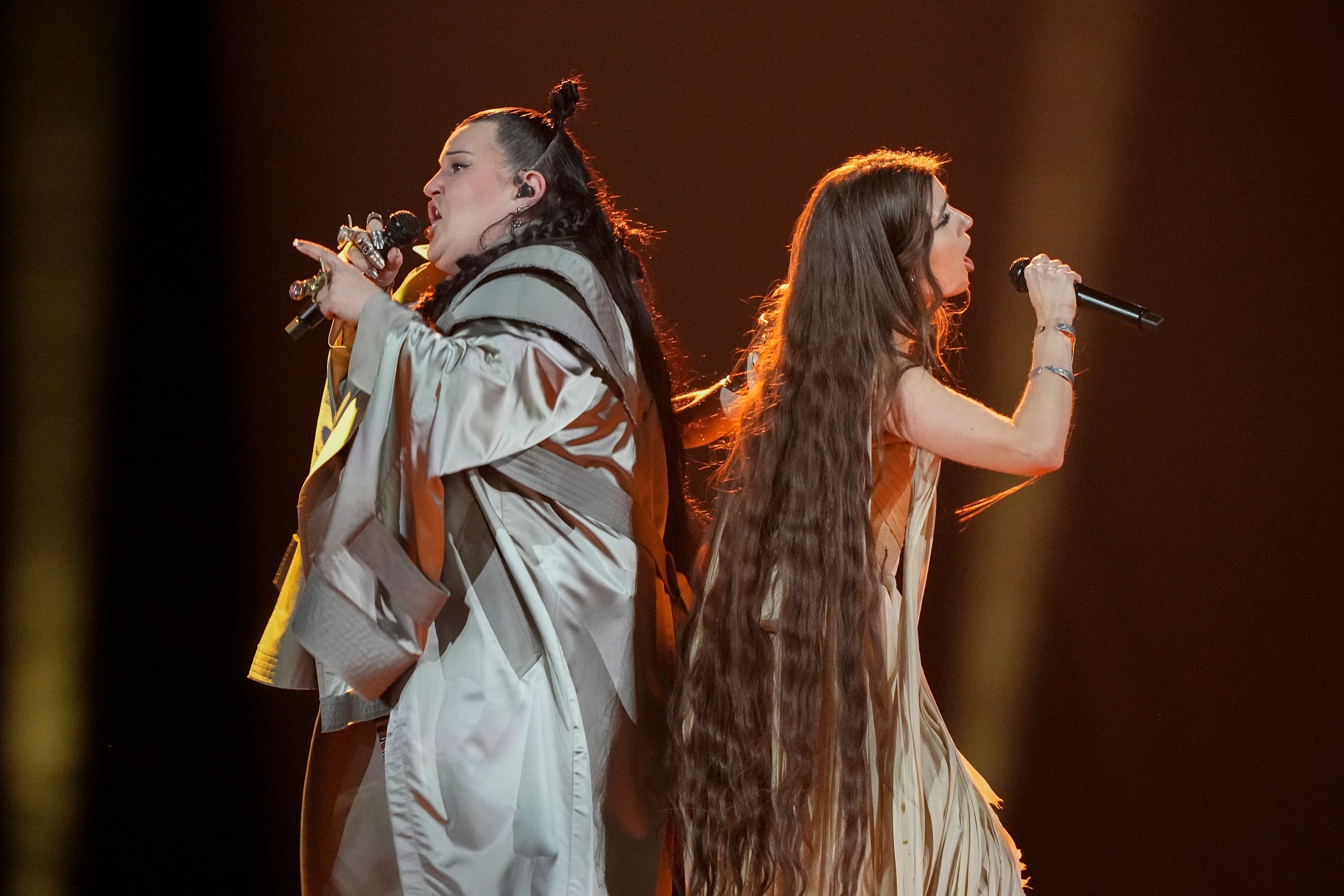 Alyona Alyona (left) and Jerry Heil perform during a Eurovision dress rehearsal