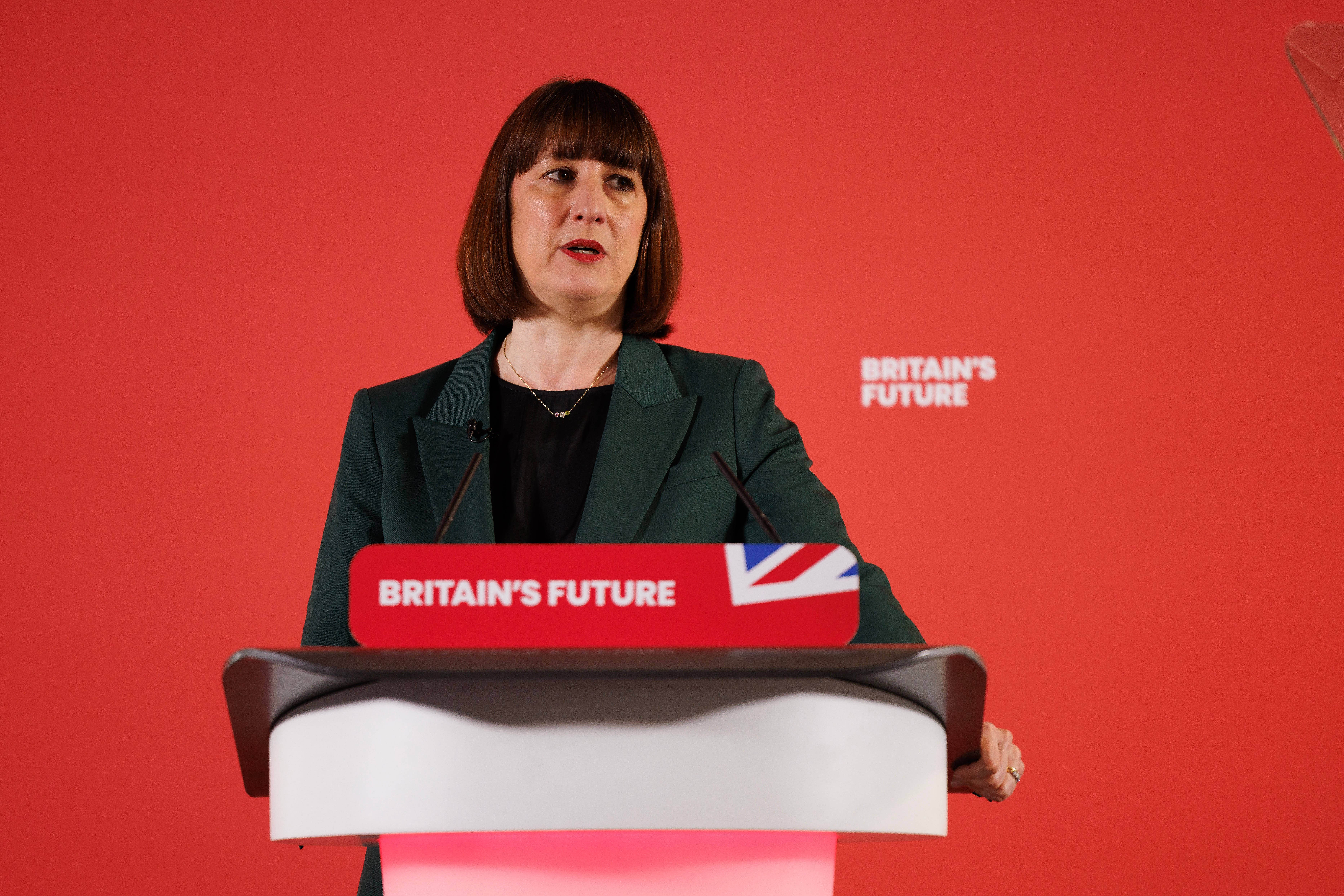 Rachel Reeves delivering her speech on the British economy