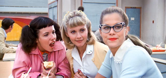 <p>Jamie Donnelly (left) Olivia Newton-John and Susan Buckner in ‘Grease’</p>