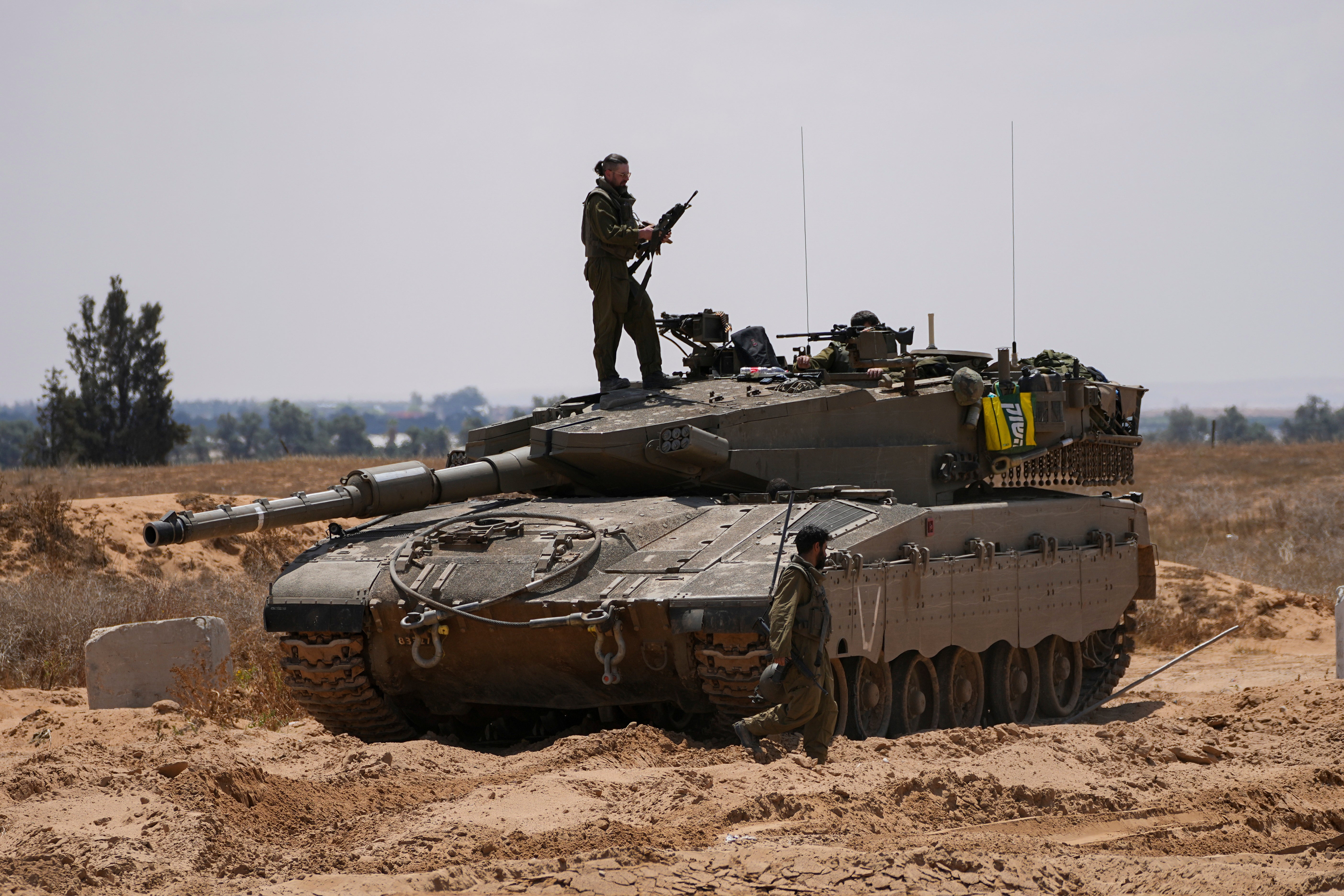 An Israeli tank near the Gaza border