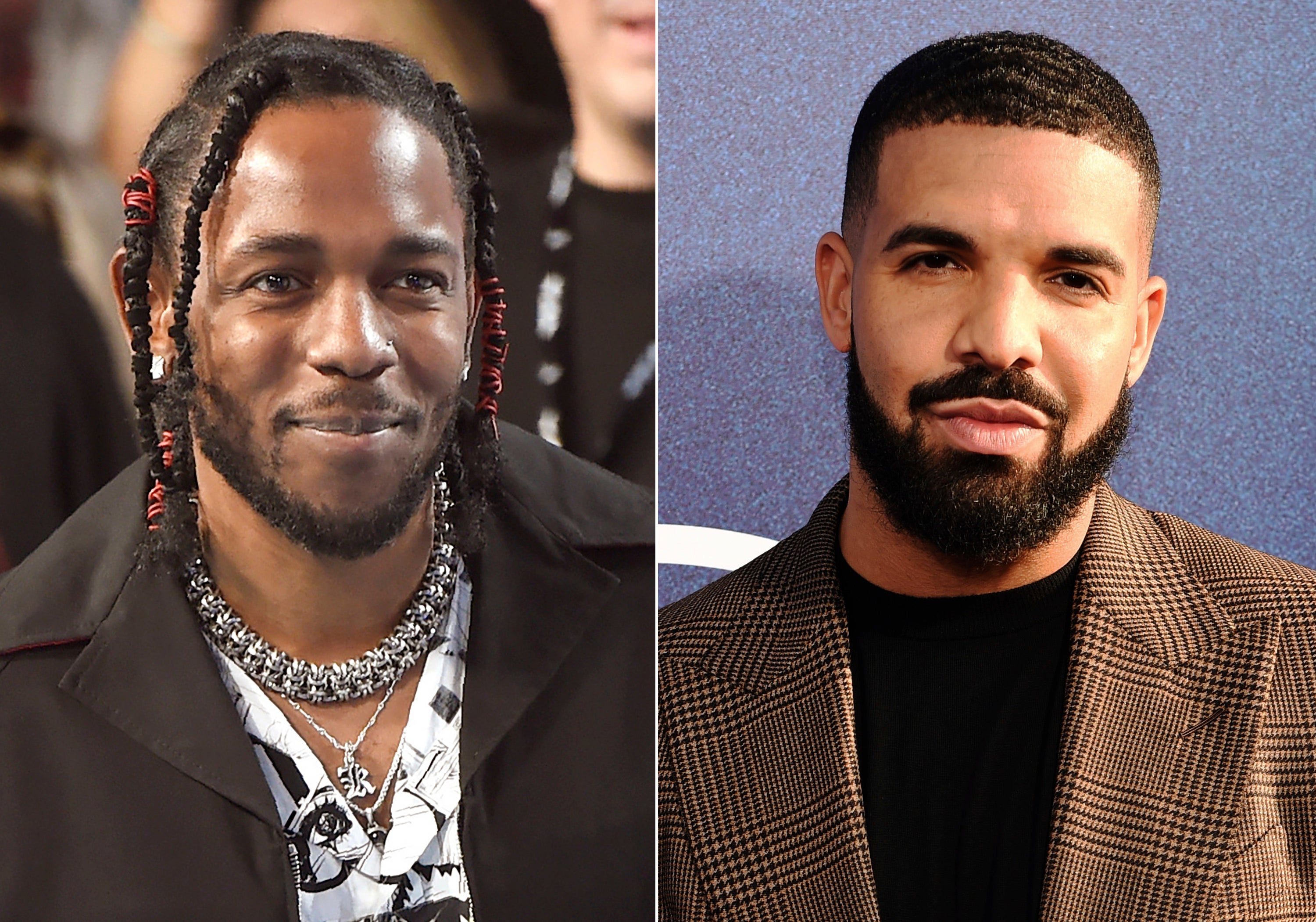 Police are investigating if the incidents are related to the ongoing feud between Kendrick Lamar (left) and Drake