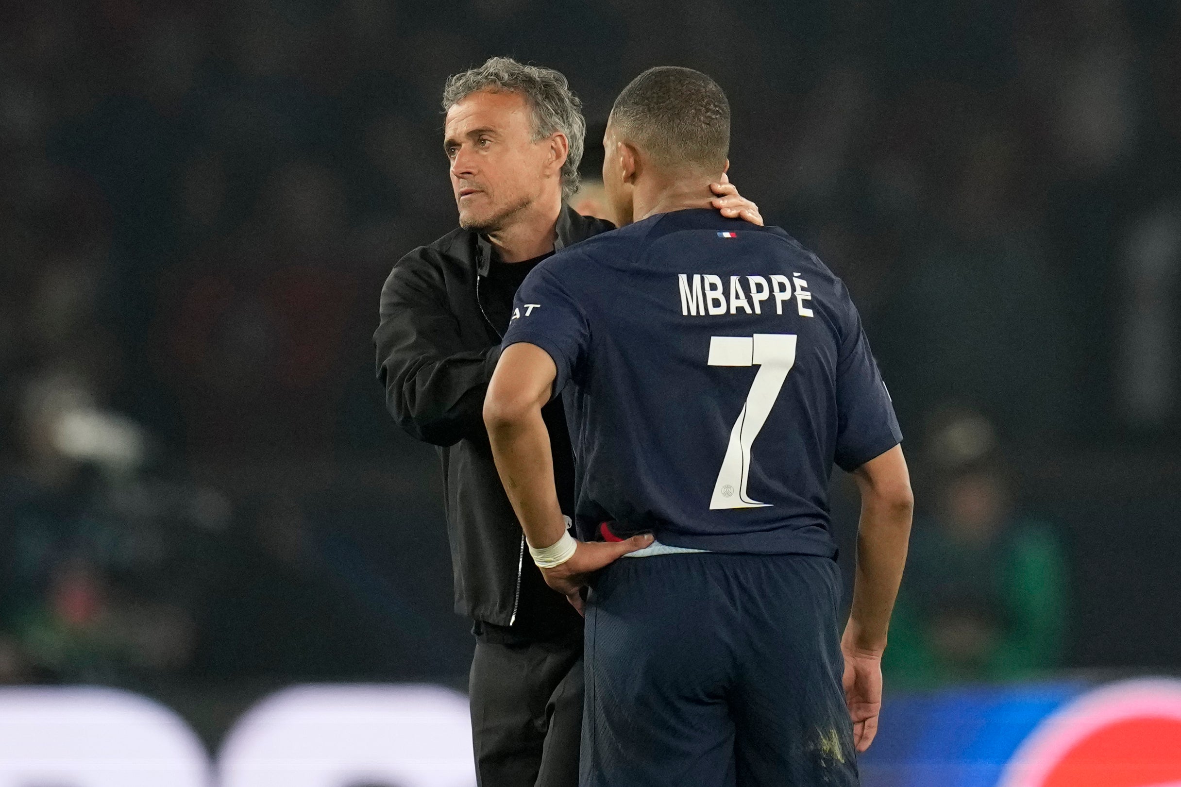 Mbappe was consoled by manager Luis Enrique
