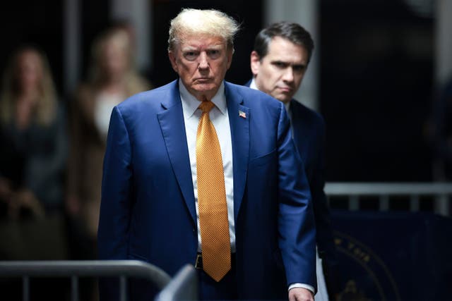 <p>Donald Trump appears in court on 7 May at his hush money trial in New York <a href="null"></a></p>